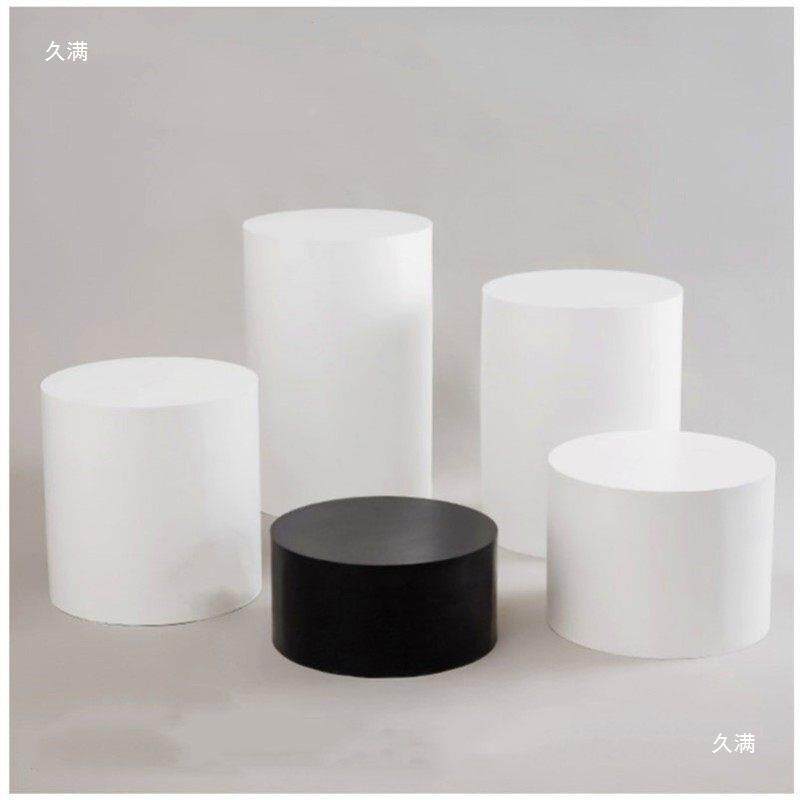 儿拍照摄影具圆道柱体白tlznu+j#色漆木墩模特摆件童展示台地台直
