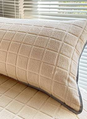 纯双人枕巾1.2米1.5柔软全棉纱布加长毛巾.81m情LFA侣家用枕长棉