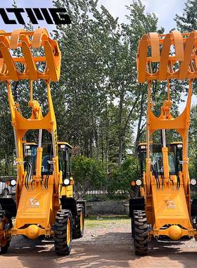 LTMG小型轮式装载机2吨带抓木叉抓草机抓木机实心胎四驱 铲车