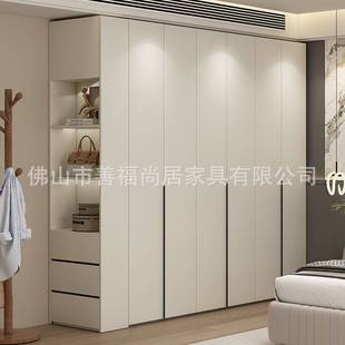 奶油风一门到顶衣柜现代简约家用卧室欧松板肤感门成品大衣橱