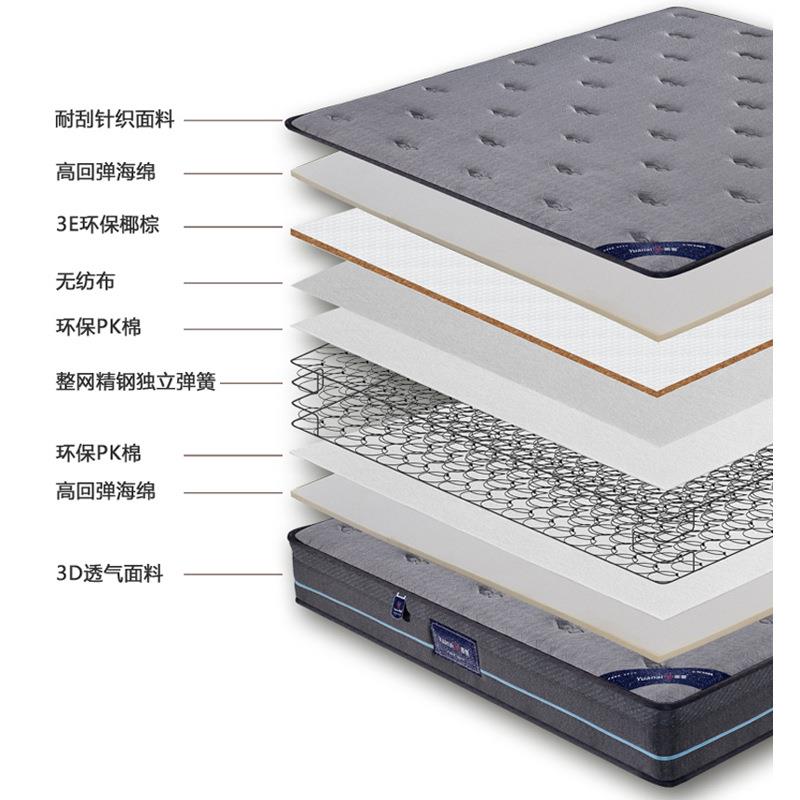 新垫款冰丝面料EVM席梦思床垫23cm厚硬适中可拆软卸弹簧床用双家