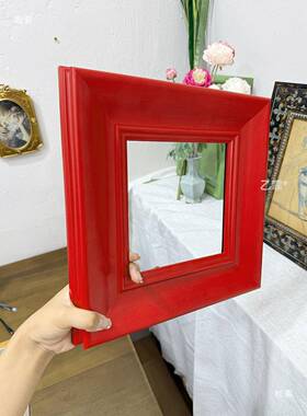 美式法式欧式众实胭脂小红色画74t$*&fg%smm木油画框相框框