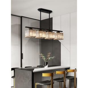 餐厅吊灯后现代简约吧台饭歺意个三7512头长条轻性奢黑创色水晶桌