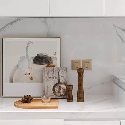 新古典样板罐间橱柜钻装饰品摆厨房软装陈列板食VSE材储物摆设道