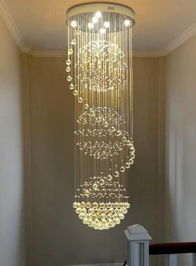 厂家圆K9水晶球吊GR-MX210线楼间梯长灯复式挑空吊客厅灯酒店大堂