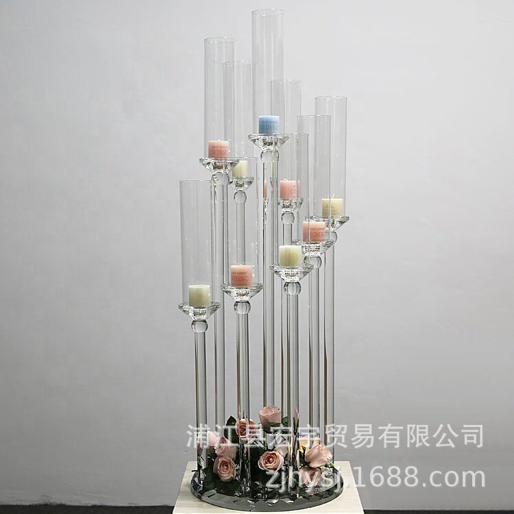 婚庆十头水晶防风烛台