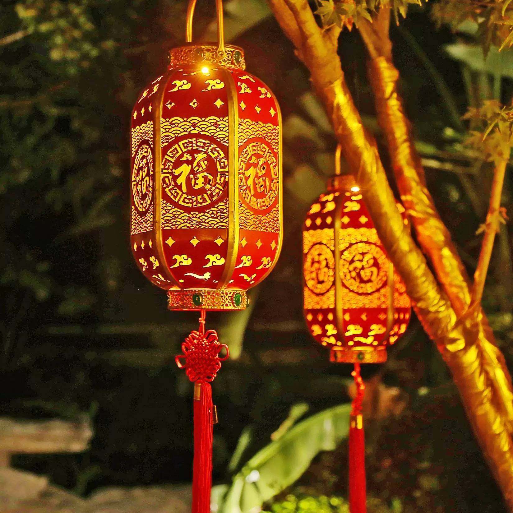 户外大号长款红灯笼装饰禅意古风喜庆婚礼中式中国风防水阳台室外