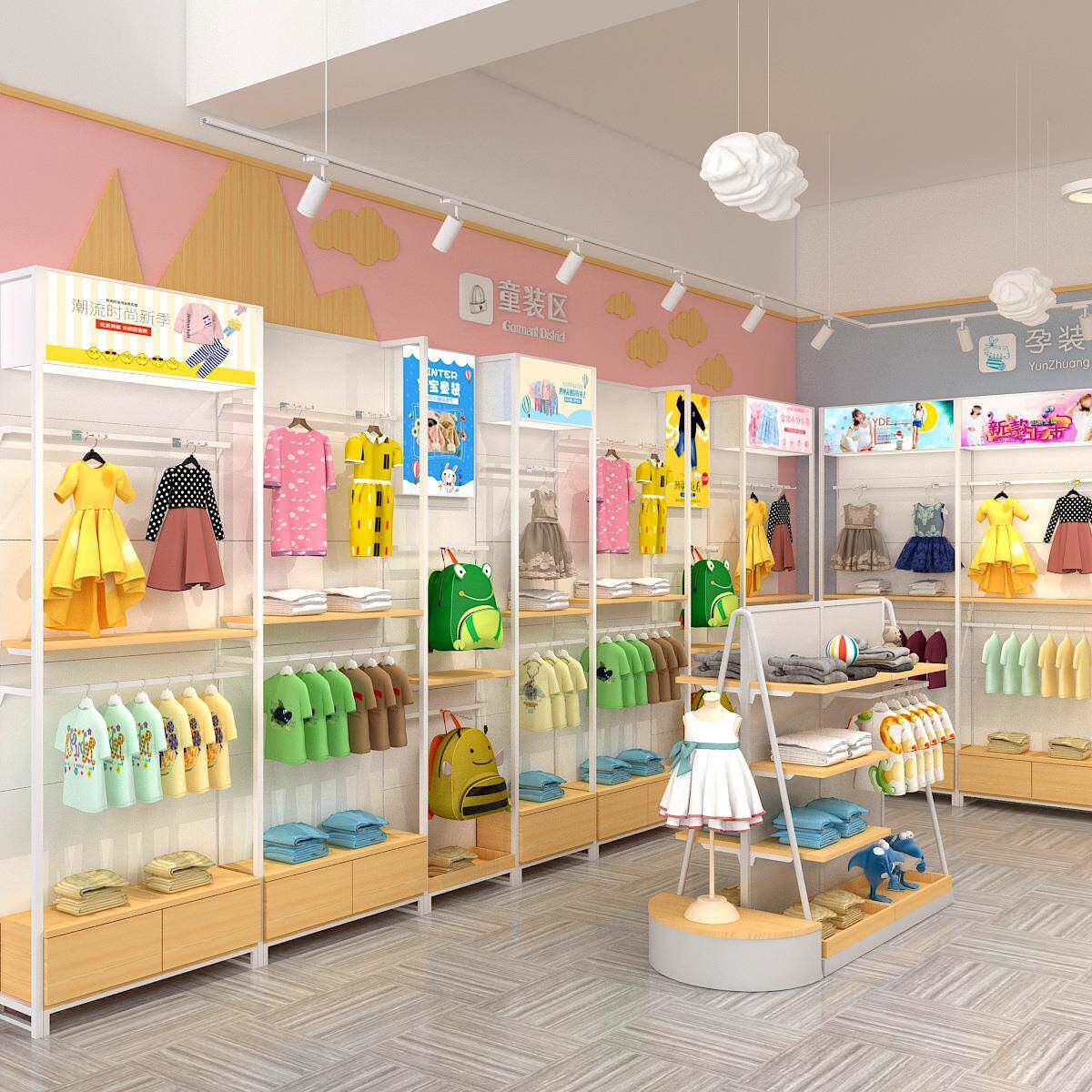 母婴架陈列柜孕婴店货柜产品台MY-F001柜展架儿童装实木货架母服