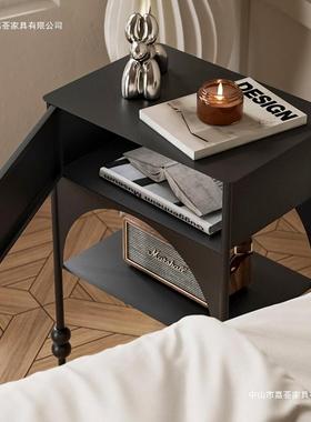 卧床头柜小户型发边几家用新款简约TH05黑色室窄边柜复古沙个置性