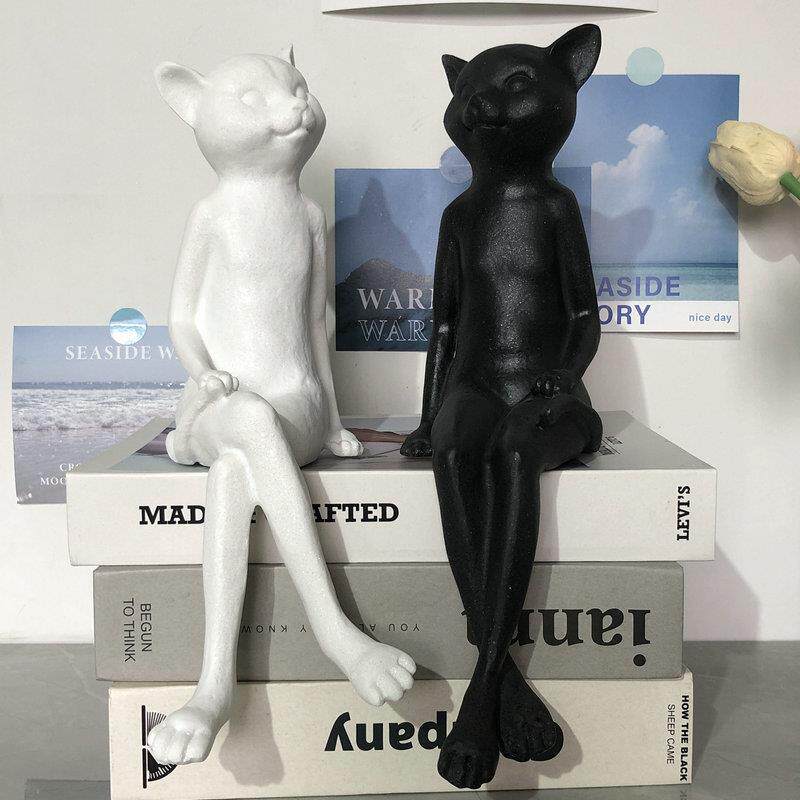 现代简约创意情侣猫咪树脂摆件饰居书房家623卧室装摆件品趣味摆