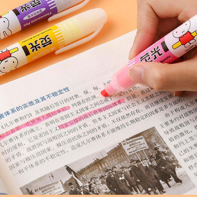 卡通量6色荧光记号SC-550笔大容荧光笔带香学味标生重点记笔萤光