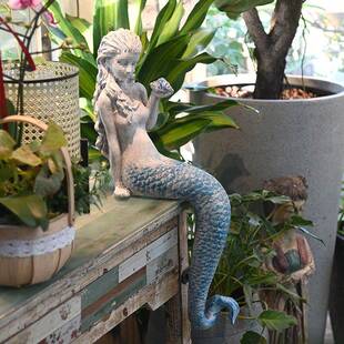 美人花鱼园庭院UHY装饰件落台地水池阳台摆露布置创意户外工艺品