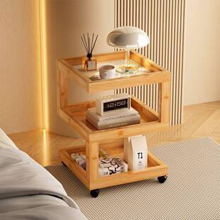 竹边几客沙发边柜简约小茶厅几YPR卧楠室家用带灯床头柜置架小桌