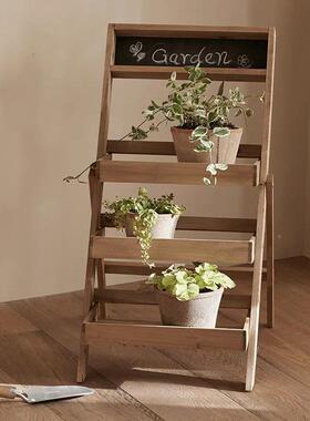 多层木落实地花架子阳台木质多肉置式物架折户OBX外花园多层花叠