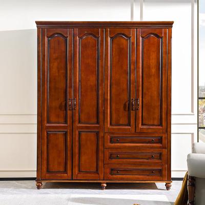 ZRB式柜乡村实木衣柜家用卧室三门四门大橱家美具橡衣木储物收纳