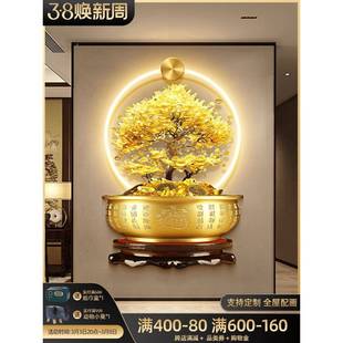 轻奢发财树玄关正装饰道HS231223画高档立体进门灯对墙带挂画入户