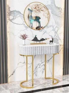 大约理石金色轻奢玄关桌子靠墙进玄关台条案现代边简装FRY饰柜门