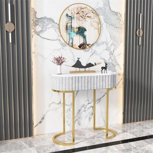 大约理石金色轻奢玄关桌子靠墙进玄关台条案现代边简装 FRY饰柜门