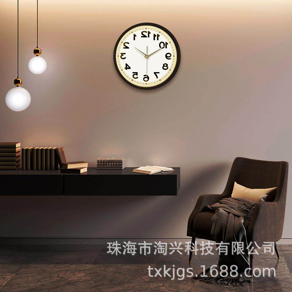 声skz-705控感应钟ED光逆时针反挂方向行L灯走时钟家居装饰静音金