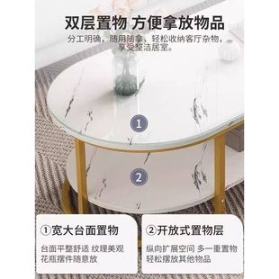 仿大理石茶几简约客厅小户型家用小圆桌现代网红轻奢边几桌子