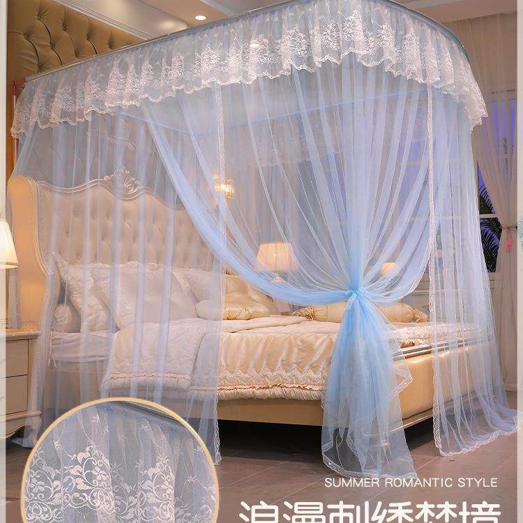u型FS756695伸缩支落地蚊帐新架加粗加厚家用卧室20可25款纹账免