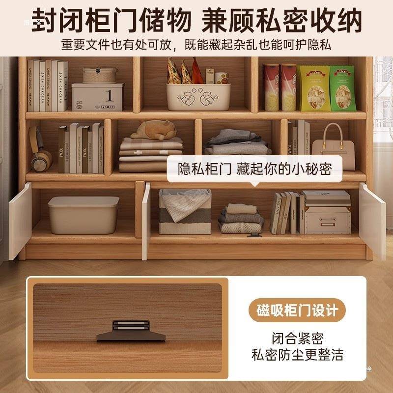 古中风书架落地置物卧室体靠墙床尾收纳架架子长条柜储物柜SG0011