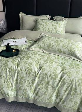 端美床式纯磨毛四件WZ102378套高全棉80S复古风数码棉印花被套秋