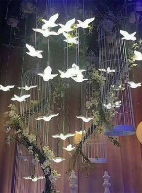 2025新款婚庆景道具0头L1ED发光海RKR鸥吊灯婚礼背窗装饰迎橱宾布