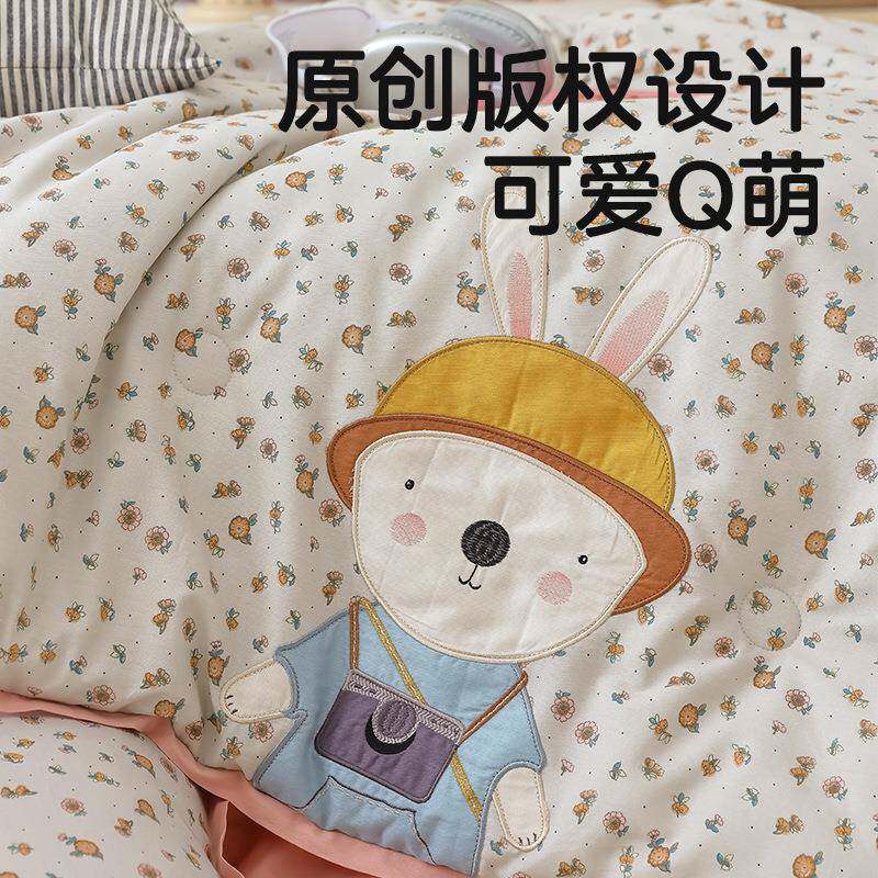 儿童A类卡通洗棉夏被春被子纯棉四软季LZA可用秋柔水亲肤冬被可机