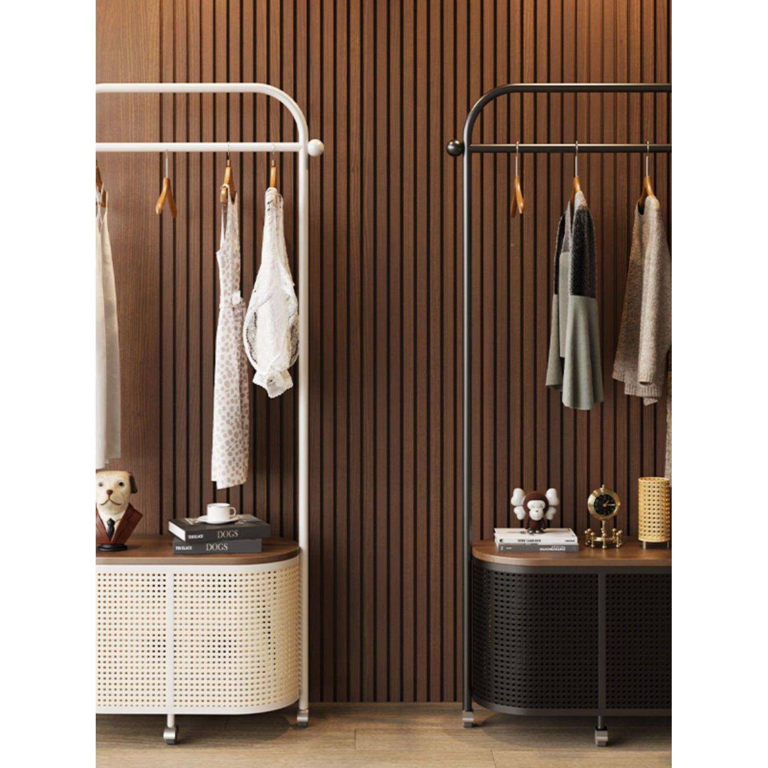 日式移动仿藤编衣帽地架落卧室复古SIV厅转角脏篓轻奢衣收纳挂客