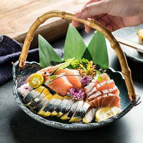 创意陶商用ZHB色手提吊拼特菜盘瓷盘寿司刺JKF身餐厅盘卤肉多盘拼