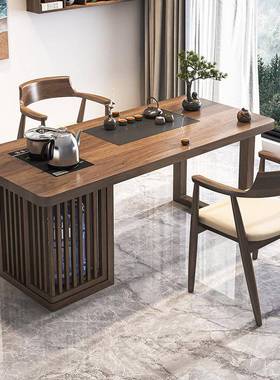 阳茶台茶桌夫椅组合简约家用小XGI户实型木台现代功泡茶桌烧水壶