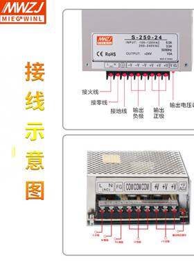 开关电源S-250W-24AC交流202V转直102流电源2410A12V2V0A36V48