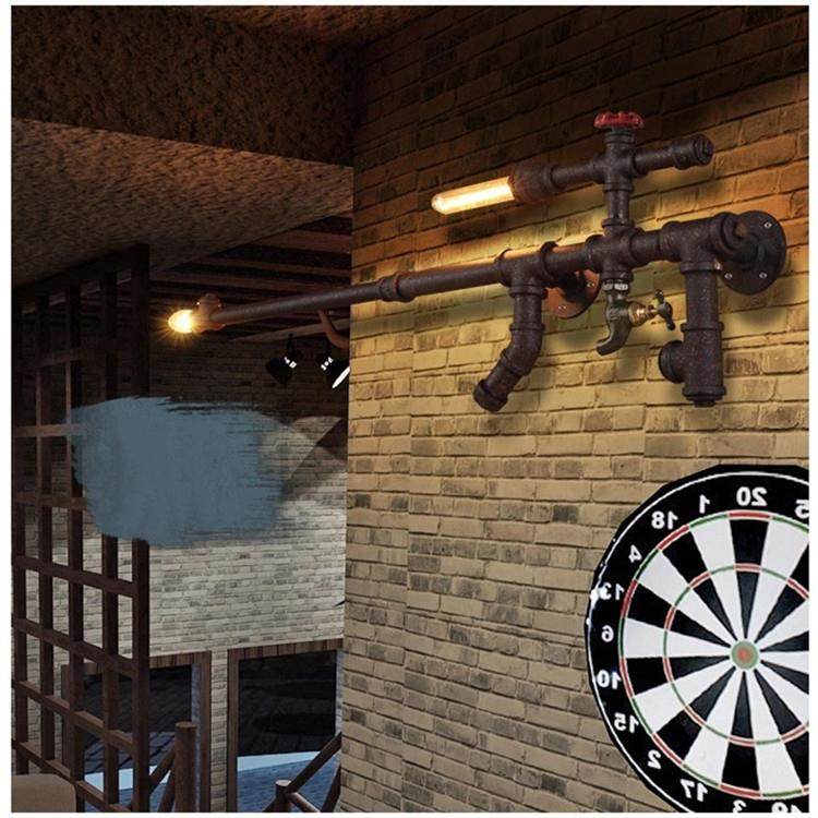 loft式乡饰村壁灯美工业风复田古园酒吧装墙AMM壁过道水管壁灯