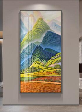 巨人山玄关过背有靠山画现代装客餐厅美式挂画招财饰XG-A003风景