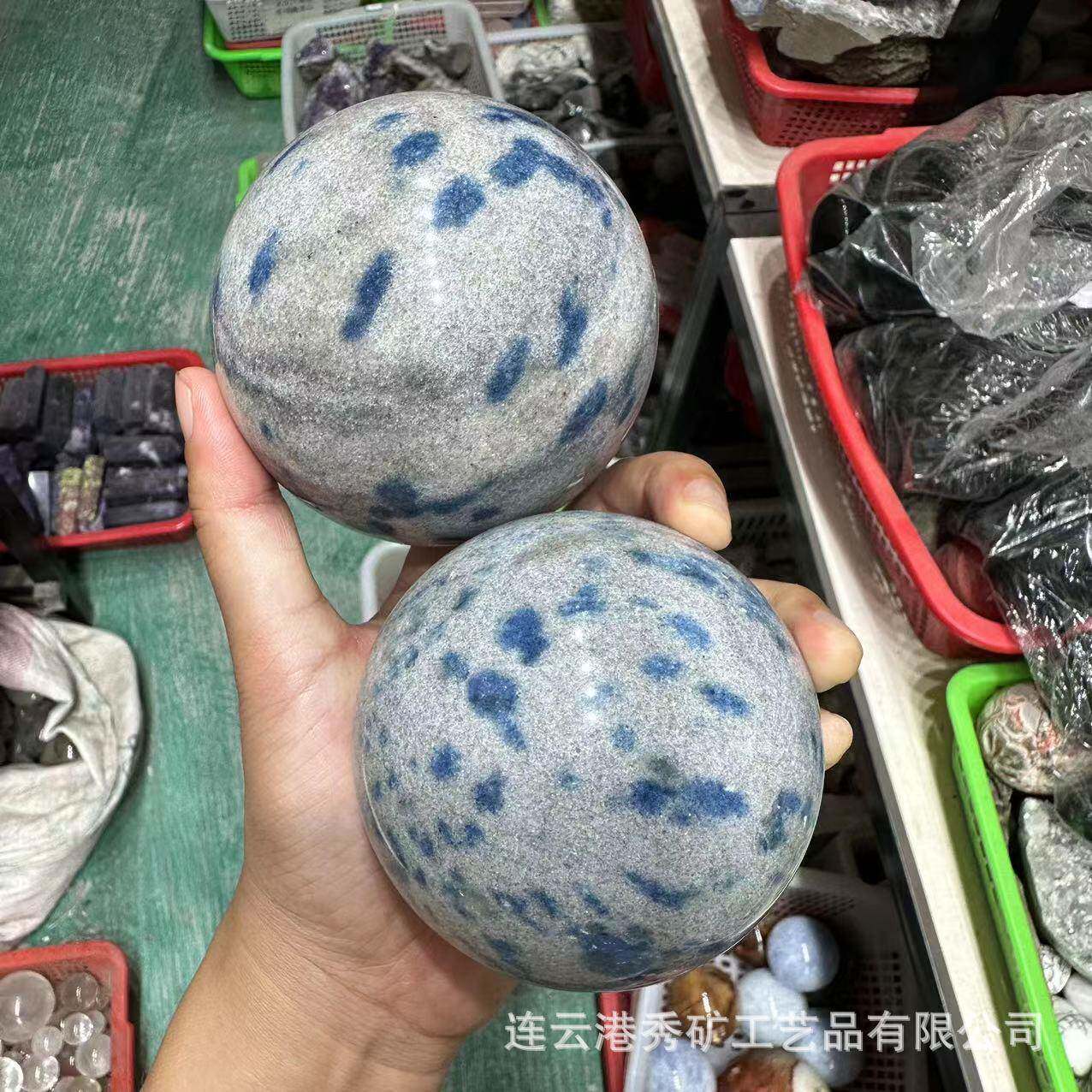 热卖天铜水晶球k2蓝矿水晶球然水xk0-1原石打磨球办公居家晶摆件