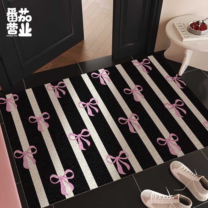 可爱丝圈入户门垫家用耐脏耐磨猫砂盆垫子进门蹭脚除尘地垫玄关垫
