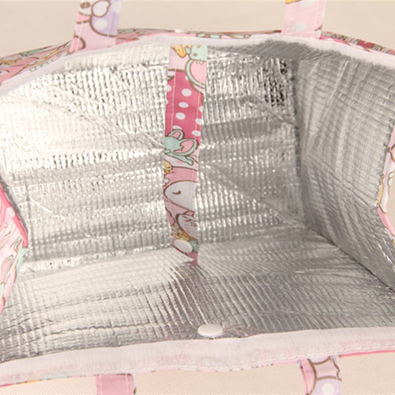 可爱卡通防水布饭盒袋休闲大号女学生保温野餐便当包简约手提拎包