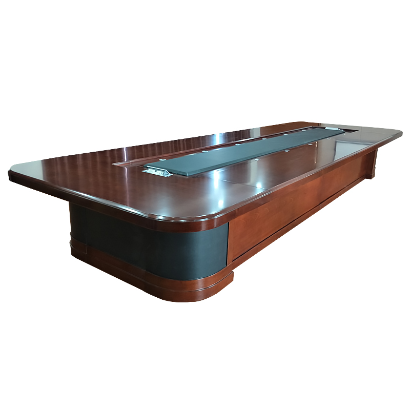 大型商务会议桌贴实木皮油漆会议台长桌椭圆形办公桌椅