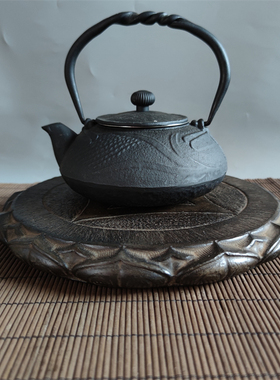 天然青石雕刻荷花壶承茶托宝贝底座民俗怀旧工艺雅居茶舍实用收藏