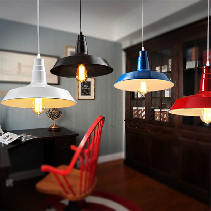 理发店复古工业单头loft锅盖发廊灯创意阳台餐厅咖啡馆铁艺吊灯