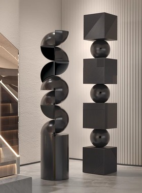 无尽之柱落地摆件酒店大堂售楼处高级感大型软装饰品设计师款雕塑