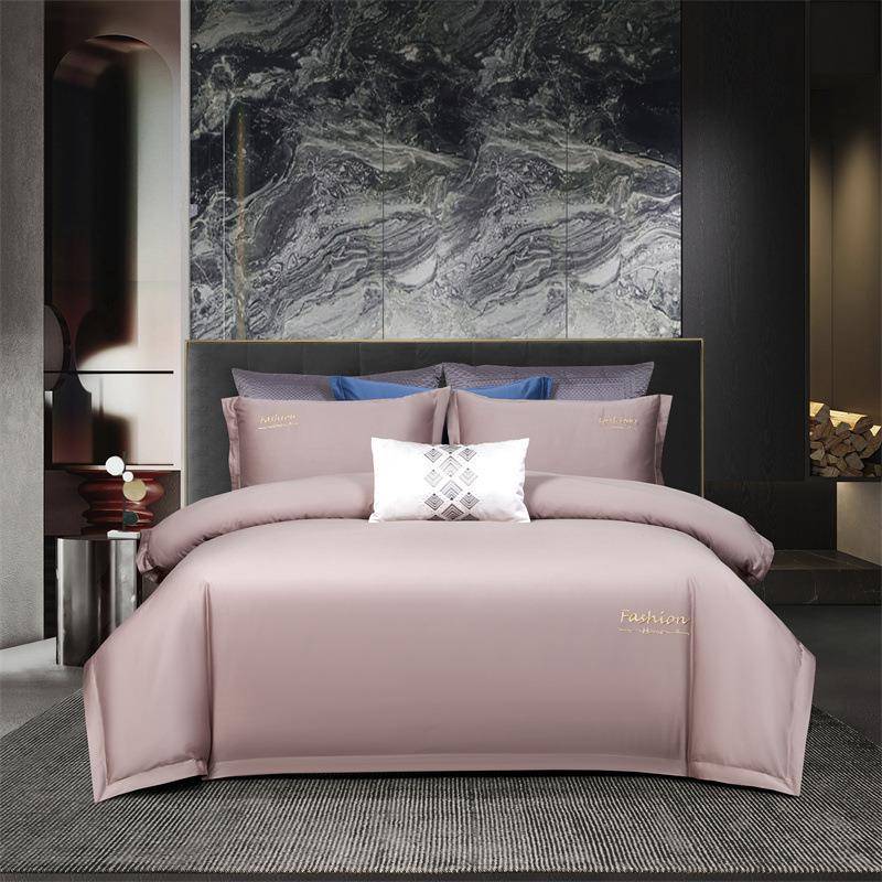50支双股全棉贡缎四件套纯棉酒店床单人被套轻奢高端刺绣床上用品