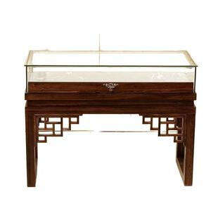 复古实木展示柜珠宝玻璃柜台翡翠博物馆文玩玉器饰品首饰展柜中式