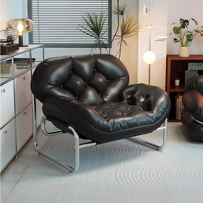 懒人沙发家用午休客厅休闲单人沙发椅卧室小户型阳台中古风格椅子