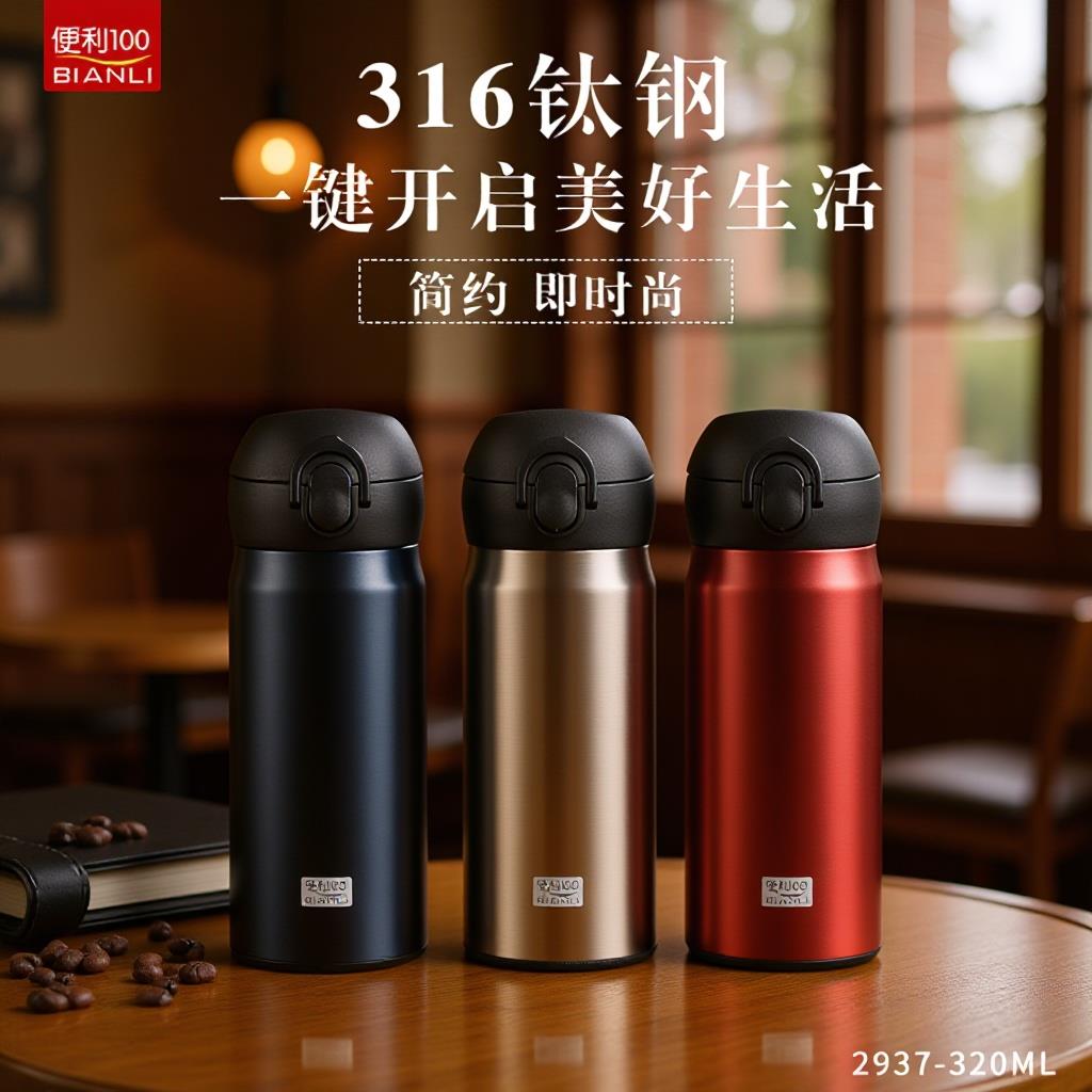经典商务泡茶保温杯316L不锈钢弹跳盖杯子防漏便携简约轻量直饮杯