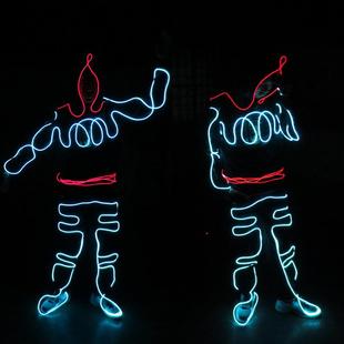 el冷光线表演服荧光舞酒吧KTV夜场表演服主舞LEDn发光表演服道具