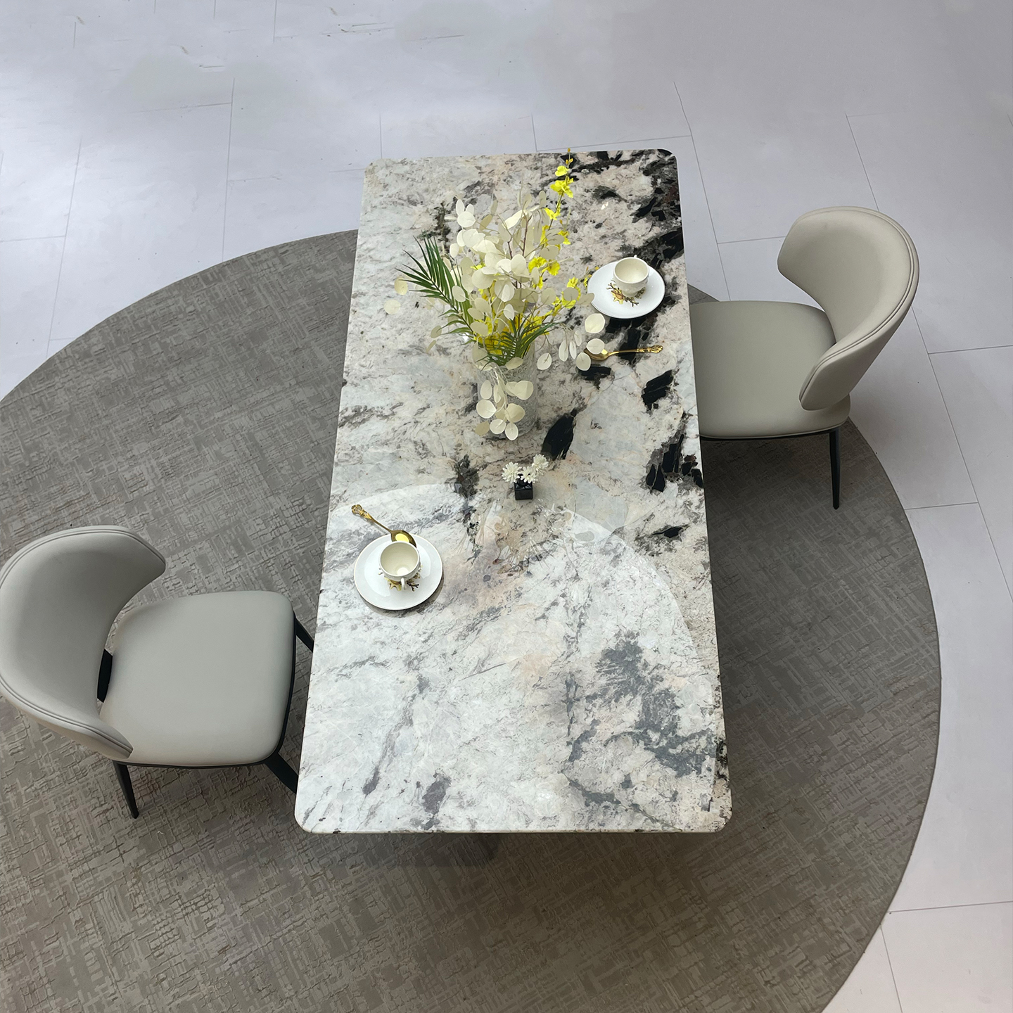 纯天然雪山飞狐奢石餐桌椅组合