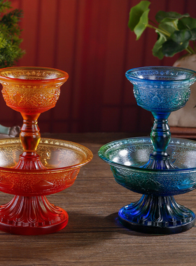 古法琉璃八吉祥护法杯供碗供杯家用桌面摆件尼泊尔修行杯日常送礼