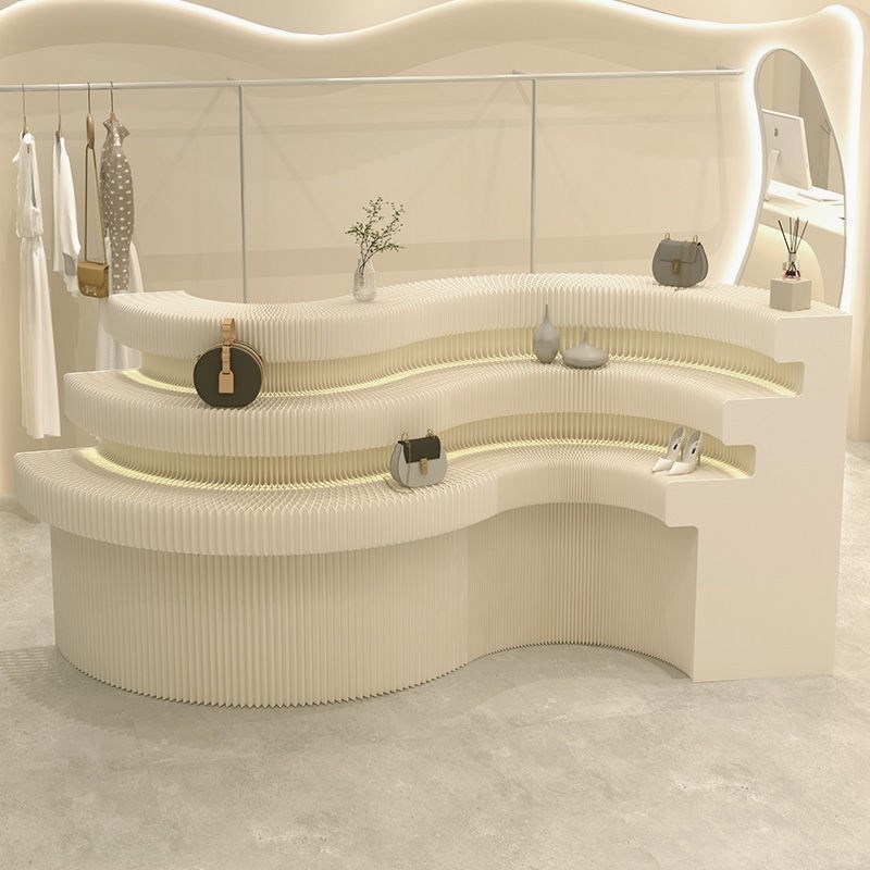 多功能长条展台可移动商场展览会商品陈列展示架可调节折叠展台